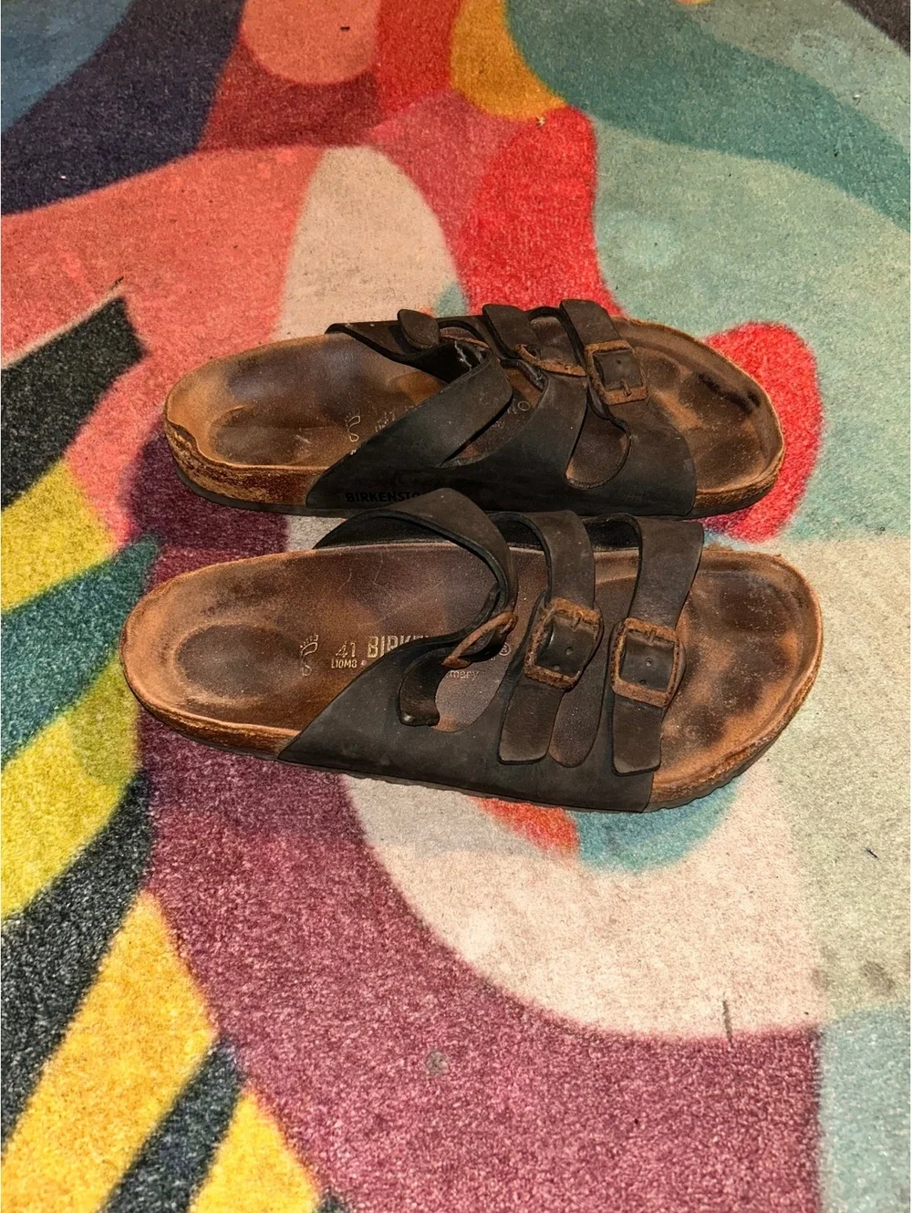 Birkenstock Arizona Black Leather Sandals Size 41